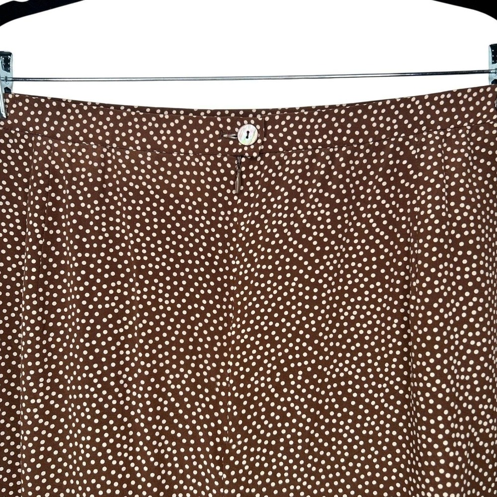 Vintage Pendleton Plus Silk Midi Skirt 22W Brown Polka Dot 90s Secretary Fall - Picture 8 of 13